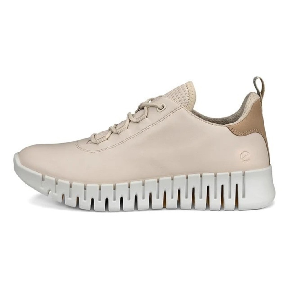 ECCO GRUUV Womens Leather Trainer Beige Sneaker 525203 Size 9-9.5 EU 39